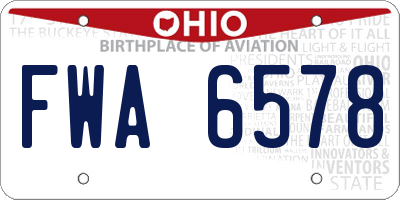 OH license plate FWA6578