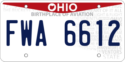 OH license plate FWA6612