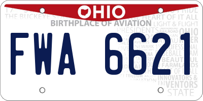 OH license plate FWA6621