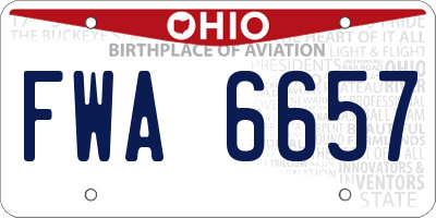 OH license plate FWA6657