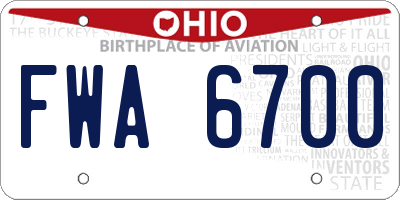 OH license plate FWA6700