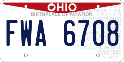 OH license plate FWA6708