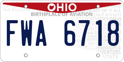 OH license plate FWA6718