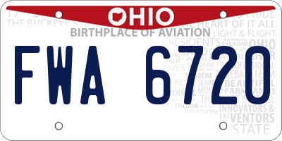 OH license plate FWA6720