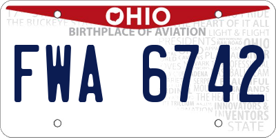OH license plate FWA6742