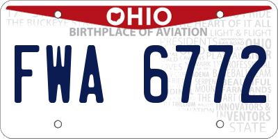 OH license plate FWA6772