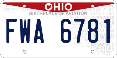 OH license plate FWA6781