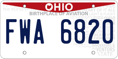 OH license plate FWA6820
