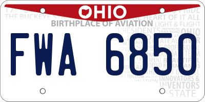 OH license plate FWA6850