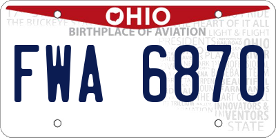 OH license plate FWA6870