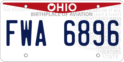 OH license plate FWA6896