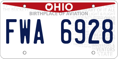 OH license plate FWA6928
