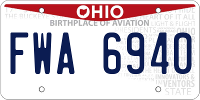 OH license plate FWA6940