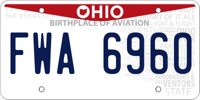 OH license plate FWA6960