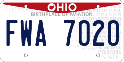 OH license plate FWA7020