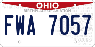 OH license plate FWA7057