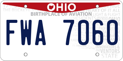OH license plate FWA7060