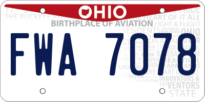 OH license plate FWA7078