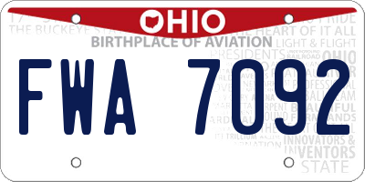 OH license plate FWA7092