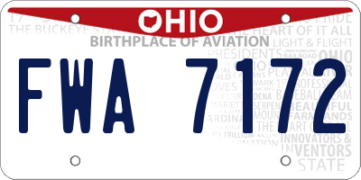OH license plate FWA7172