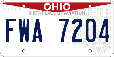 OH license plate FWA7204
