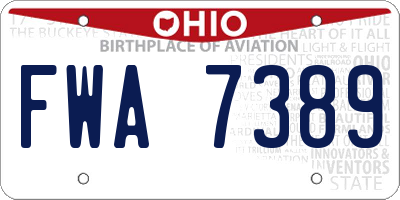 OH license plate FWA7389