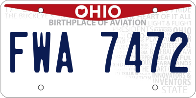 OH license plate FWA7472