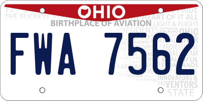 OH license plate FWA7562