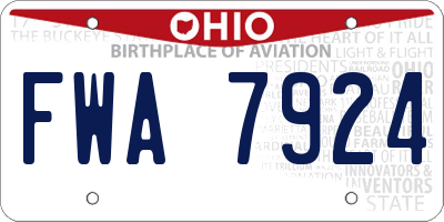 OH license plate FWA7924