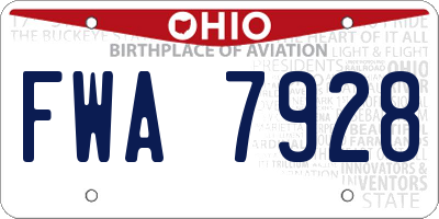 OH license plate FWA7928