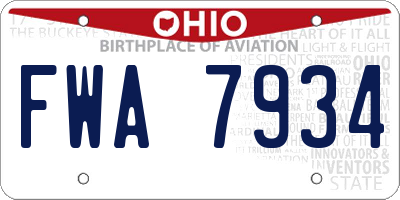 OH license plate FWA7934