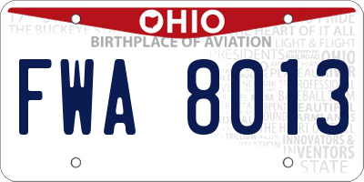 OH license plate FWA8013