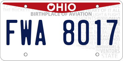 OH license plate FWA8017