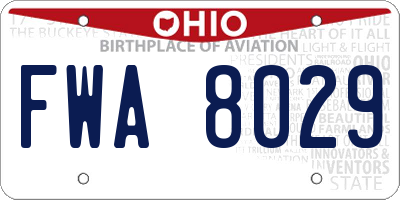 OH license plate FWA8029