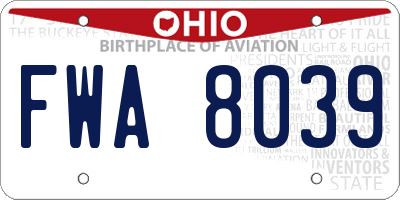 OH license plate FWA8039