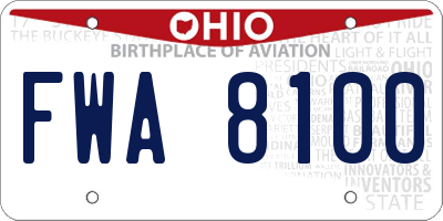 OH license plate FWA8100