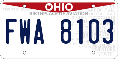 OH license plate FWA8103