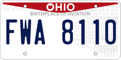 OH license plate FWA8110