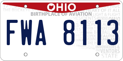OH license plate FWA8113