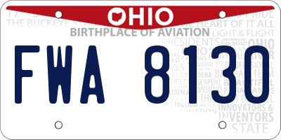 OH license plate FWA8130
