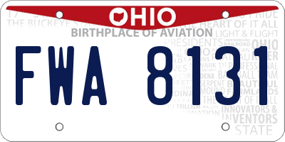 OH license plate FWA8131
