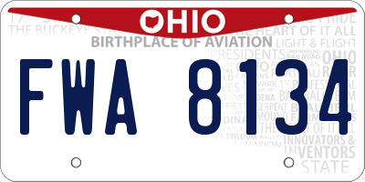 OH license plate FWA8134