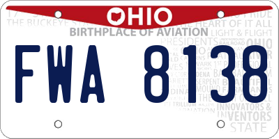 OH license plate FWA8138