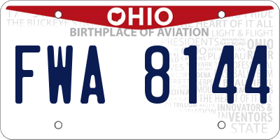 OH license plate FWA8144