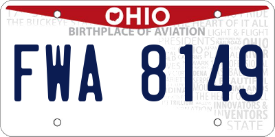OH license plate FWA8149