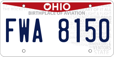 OH license plate FWA8150