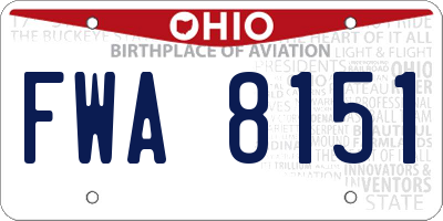 OH license plate FWA8151