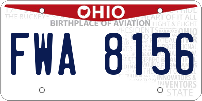 OH license plate FWA8156