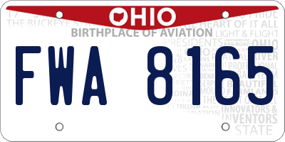 OH license plate FWA8165
