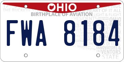 OH license plate FWA8184